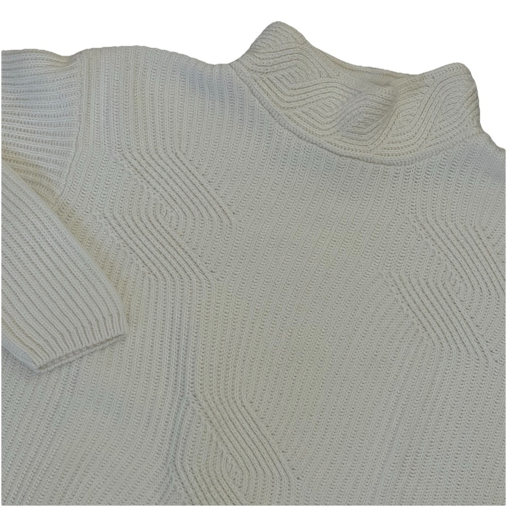 Vintage 90s Woods & Gray Thick Knit Sweater Geometric Mock Neck Fisherman Medium